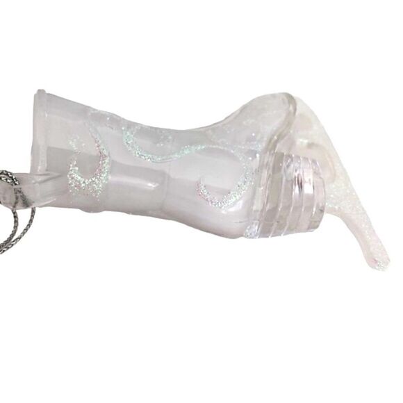 GLASS FIGURE SKATE ORNAMENT WITH SILVER GLITTER - Picture 6 of 13